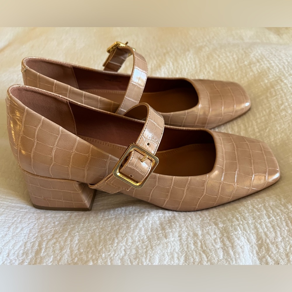 ASOS Design Womens Shoes US 8 UK 6 Mary Jane Pink Croc Heels EUC - COPY